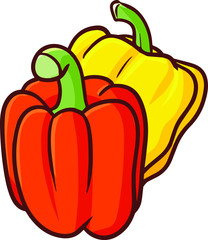 Funny and yummy red and yellow paprika for your cooking