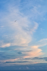 sunset by the sea, sky with clouds