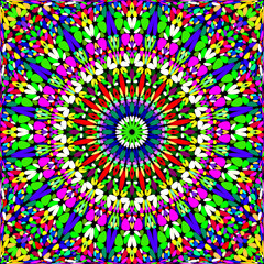 Colorful seamless petal mosaic mandala pattern background design - abstract symmetrical vector ornament wallpaper illustration