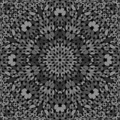Grey abstract seamless stone mosaic mandala pattern background - geometric vector illustration