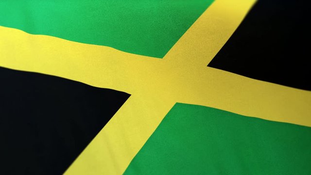 Jamaica national flag seamlessly waving on realistic satin texture 29.97FPS