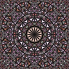 Pink seamless abstract curved triangle mosaic kaleidoscope mandala pattern wallpaper - geometrical vector background illustration