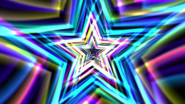 カラフルポップなネオンのように光る星形のワープ　ループ 合成サンプル：https://youtu.be/HMMbPXHPhnM