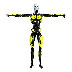 3D Rendering Male Robot on White