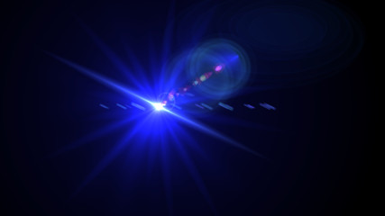 Bright blue light lense flare