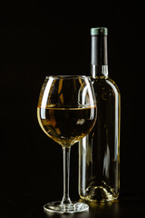 Wine glass on a dark background, studio shot