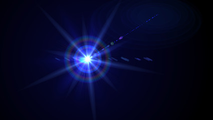 Bright blue light lense flare