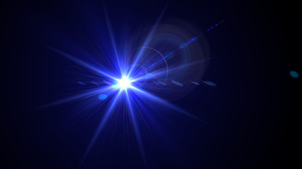 Bright blue light lense flare