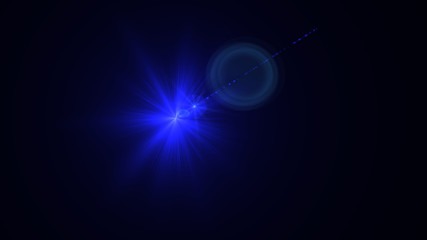 Bright blue light lense flare