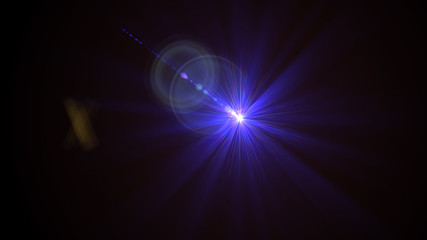 Bright blue light lense flare