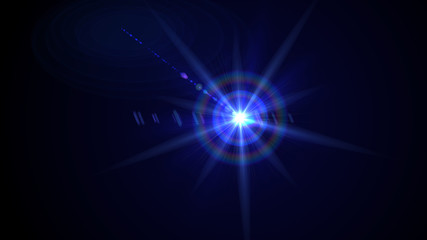 Bright blue light lense flare