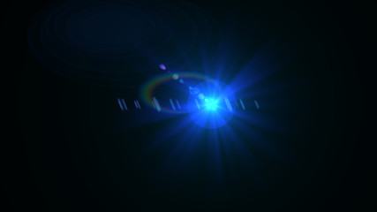 Bright blue light lense flare