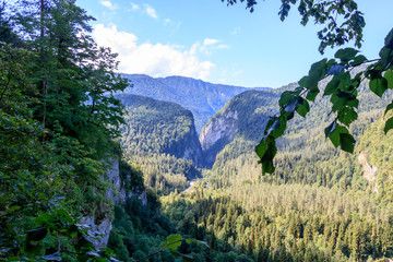 view of the beautiful mountains and the road to the gorge, top view.