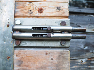 garage door lock on a wooden door
