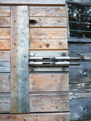 garage door lock on a wooden door