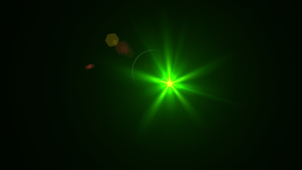 Bright green light lense flare