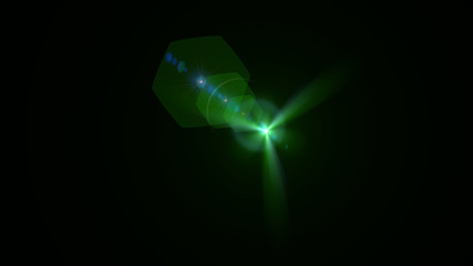 Bright green light lense flare