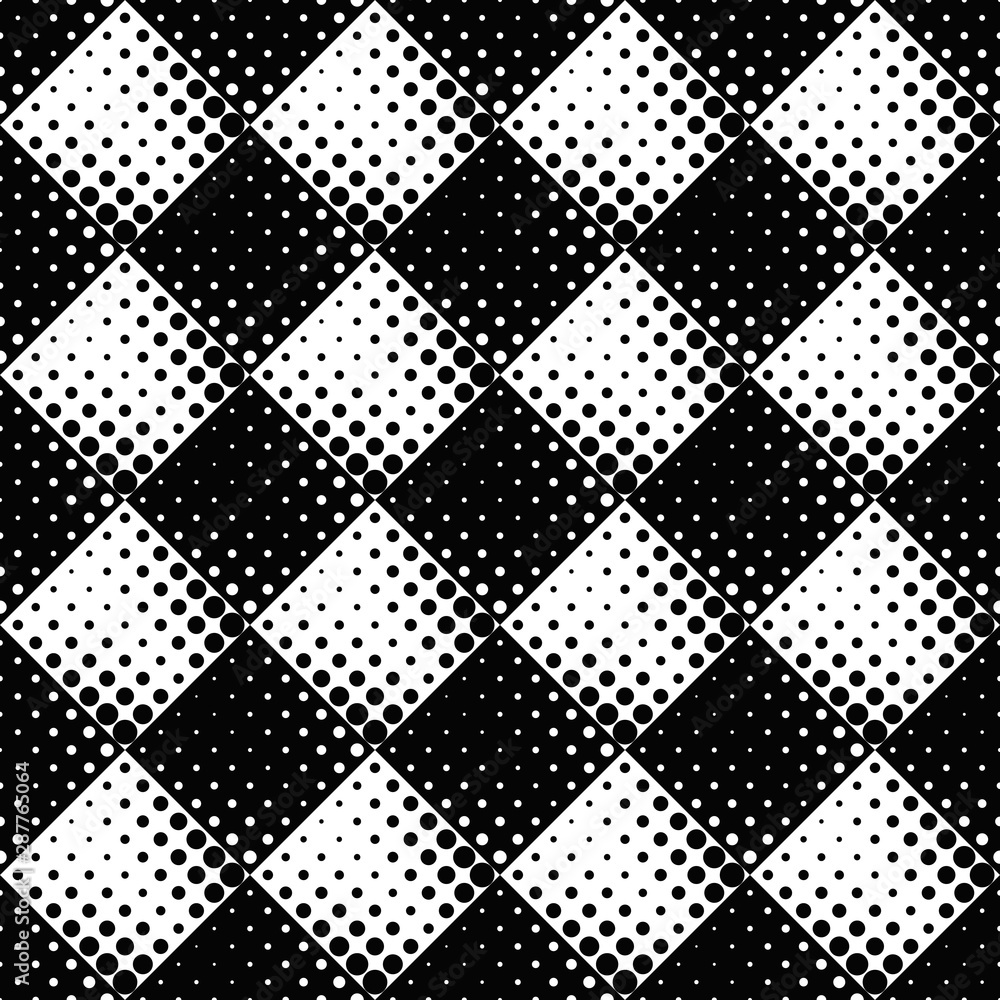 Poster black and white seamless circle pattern background design - abstract monochrome vector graphic