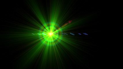 Bright green light lense flare