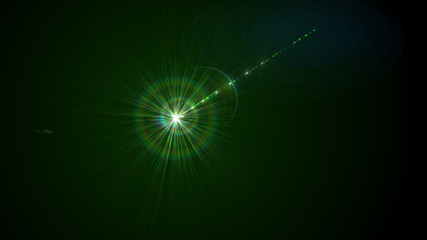 Bright green light lense flare