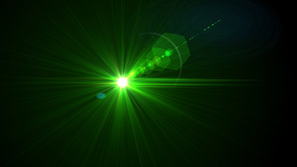 Bright green light lense flare