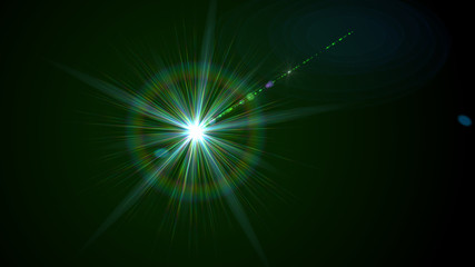 Bright green light lense flare
