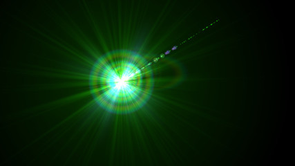 Bright green light lense flare