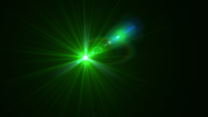 Bright green light lense flare