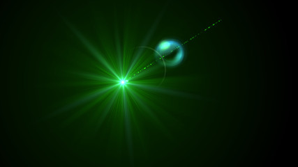 Bright green light lense flare