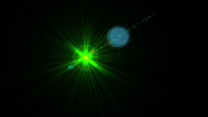 Bright green light lense flare