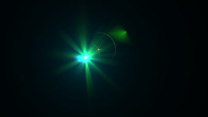 Bright green light lense flare