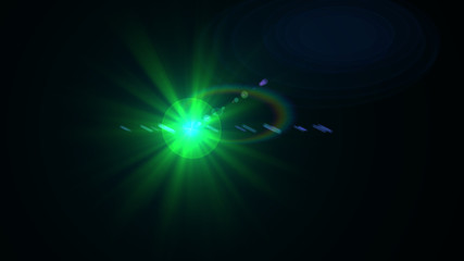 Bright green light lense flare