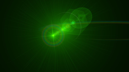 Bright green light lense flare