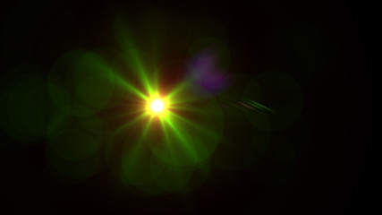 Bright green light lense flare