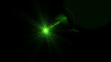 Bright green light lense flare