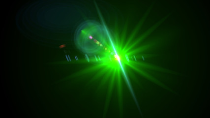 Bright green light lense flare