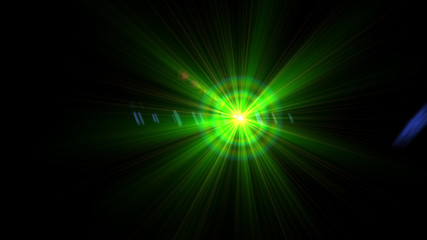Bright green light lense flare