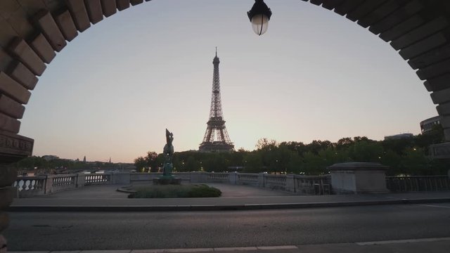 Smooth shot of breathtaking Eiffel Tower in the morning.