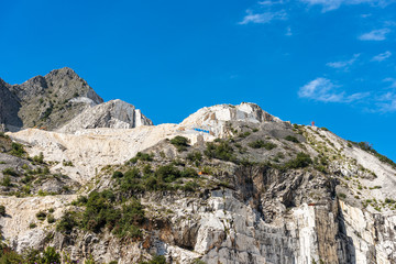 White Carrara marble quarry in the Apuan Alps (Alpi Apuane). Tuscany, Italy, Europe