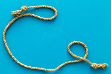 isolated rope mockup on blue background top view