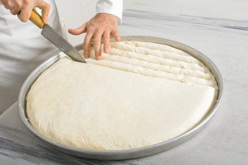 close up for Baklava dessert preparation stages