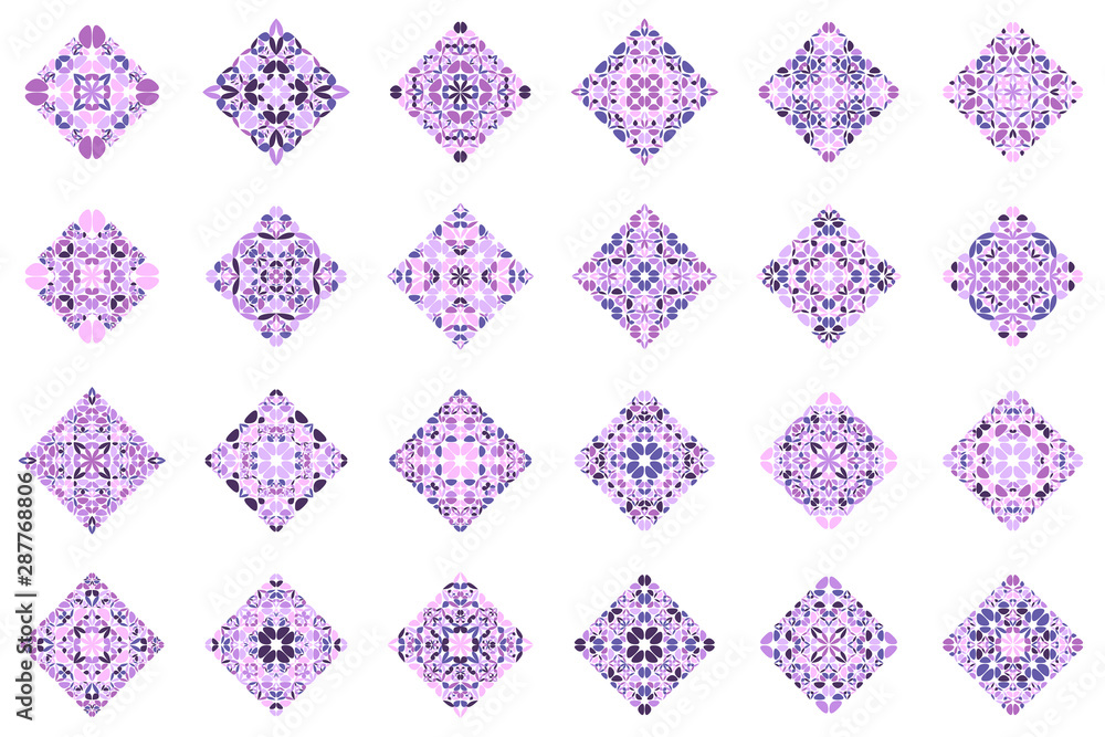 Poster abstract ornate flower diagonal square polygon set - geometric squa ornamental vector graphics from 