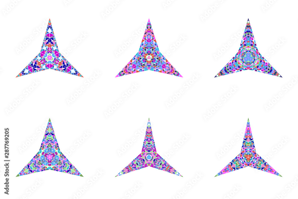 Poster Isolated triangle star symbol set - geometrical ornamental abstract polygonal vector design element from triangles