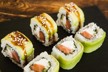 japanese sushi dish with different fillings