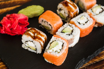 japanese sushi dish with different fillings