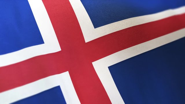 Iceland national flag seamlessly waving on realistic satin texture 29.97FPS
