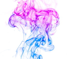 Colored smoke on white background