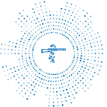 recommend clip art: Blue line Gun shooting icon isolated on white background. Abstract circle random dots. Vector Illustration