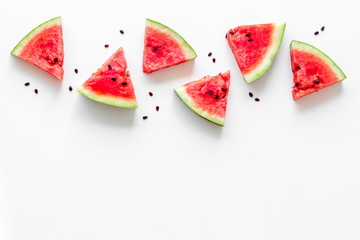 Fresh watermelon on white background top view copyspace