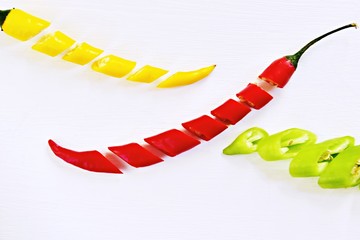 Hot chilli peppers isolated on white background